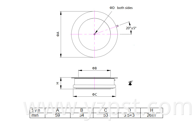 High current thyristor applications manufactures YZPST-N330CH26